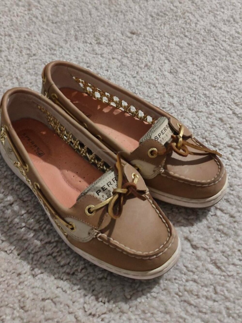 Sperry Top-Sider Angelfish Cane Leather Gold Beach Boat Deck Shoes